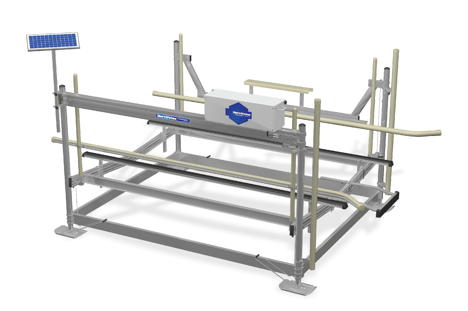 ShoreStation 5000 hydraulic boat lift providing effortless push-button lifting for a boat