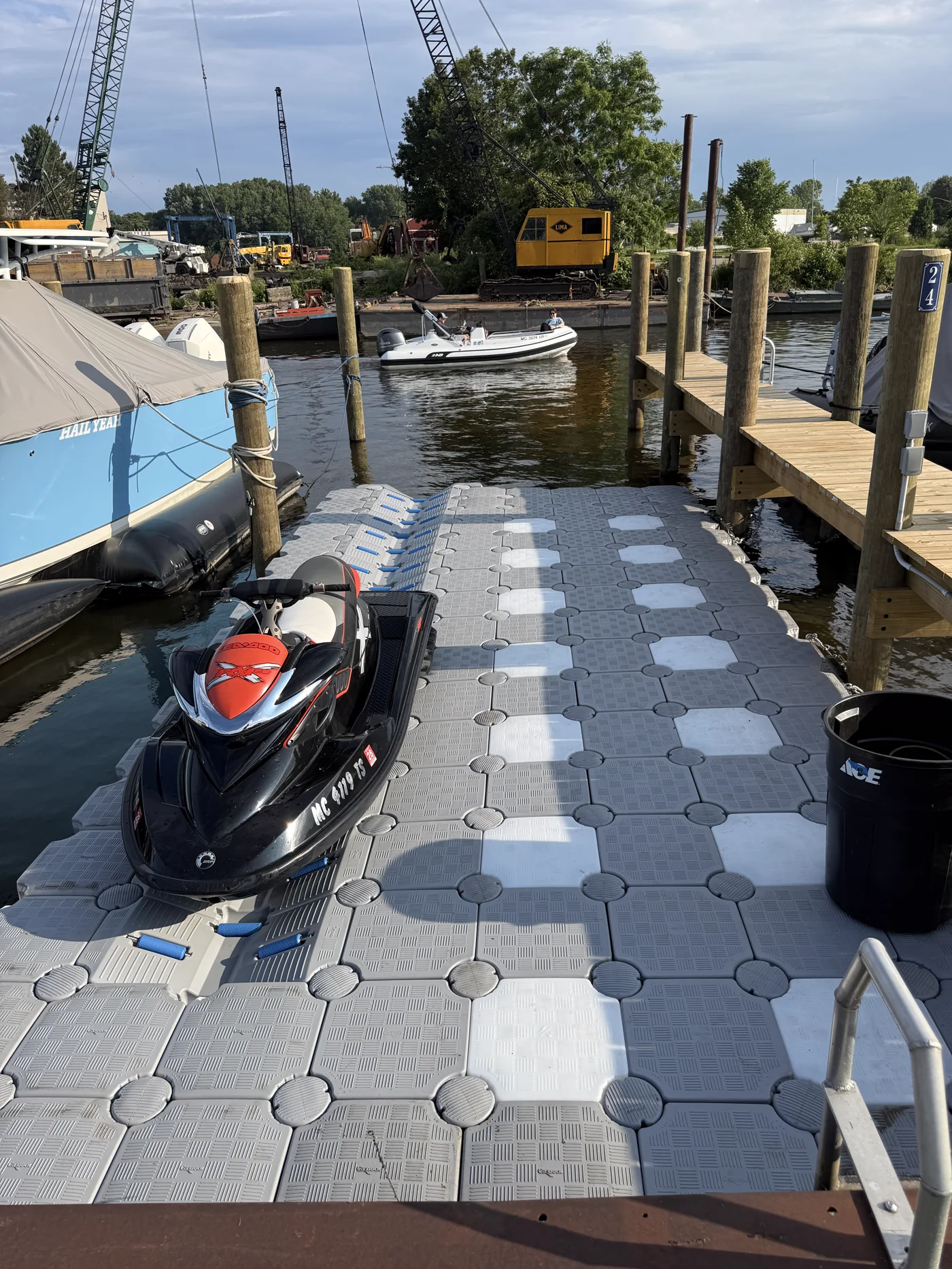Personal watercraft on a modular CanDock port within a South Haven slip